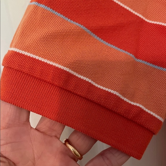 Brooks Brothers Orange Blue White Striped Polo Shirt Size Medium Cotton EUC - Picture 6 of 8